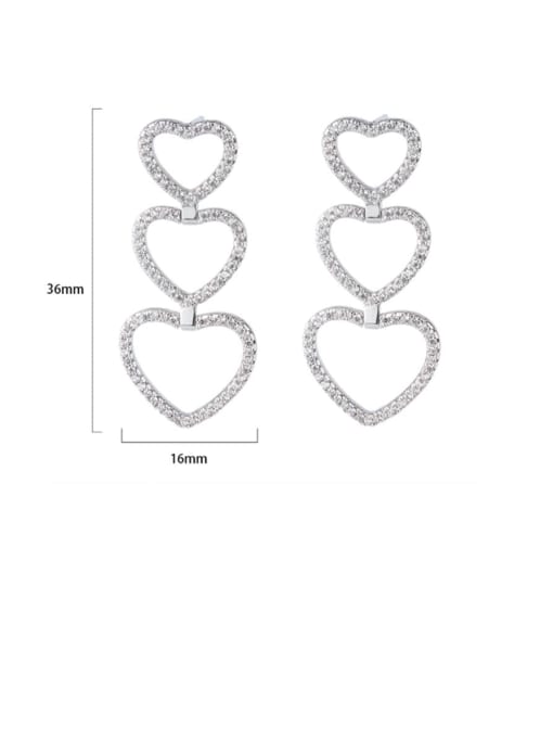 ROSS Brass Cubic Zirconia Hollow Heart Luxury Drop Earring 2