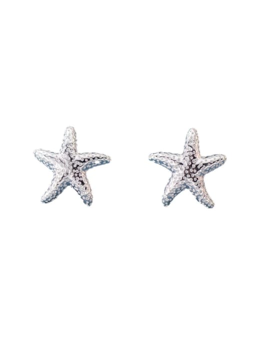 Silver 925 Sterling Silver Sea  Star Cute Stud Earring