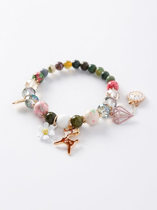Girlhood Zinc Alloy Imitation Pearl Multi Color Round Bohemia Charm Bracelets 0