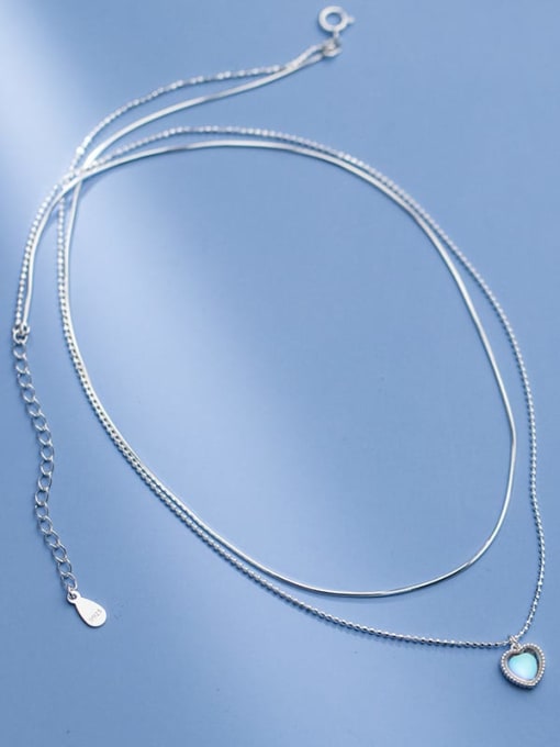 Rosh 925 Sterling Silver Cubic Zirconia Heart Minimalist Multi Strand Necklace 1