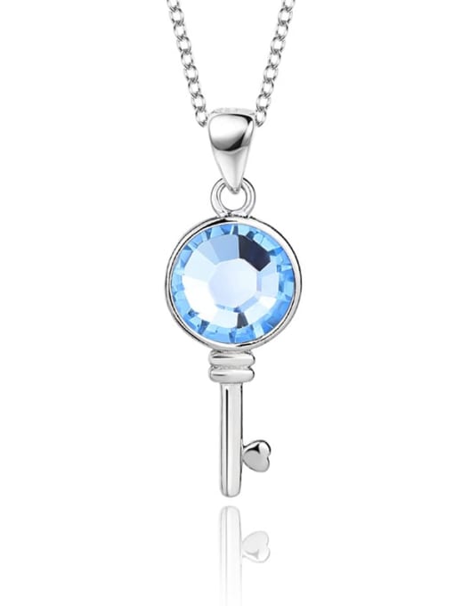 JYXZ 003 (Sky Blue) 925 Sterling Silver Austrian Crystal Key Classic Necklace