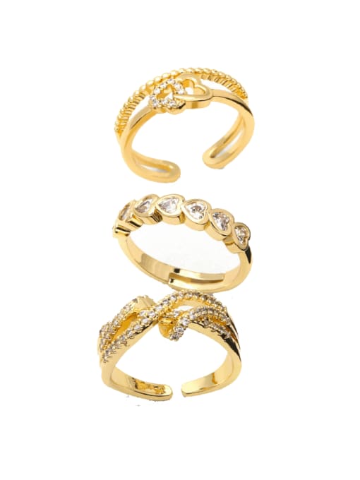 CC Brass Cubic Zirconia Heart Vintage Stackable Ring 0