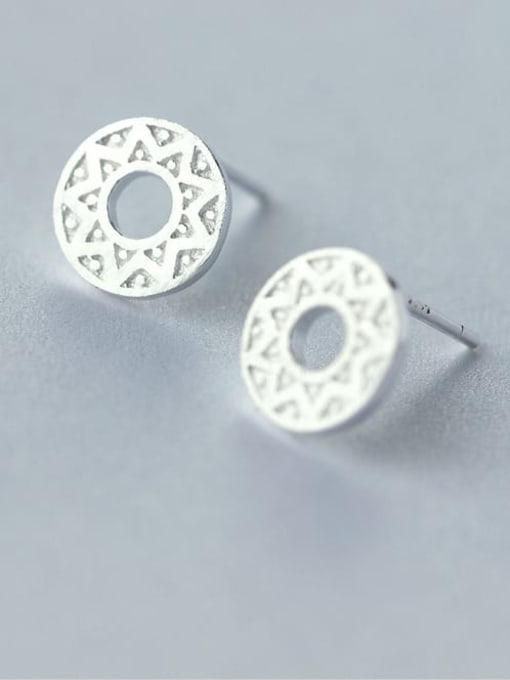 Rosh 925 Sterling Silver Hollow  Round Minimalist Stud Earring 0