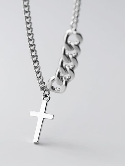 Rosh 925 Sterling Silver Cross Vintage Hollow Chain Necklace 1
