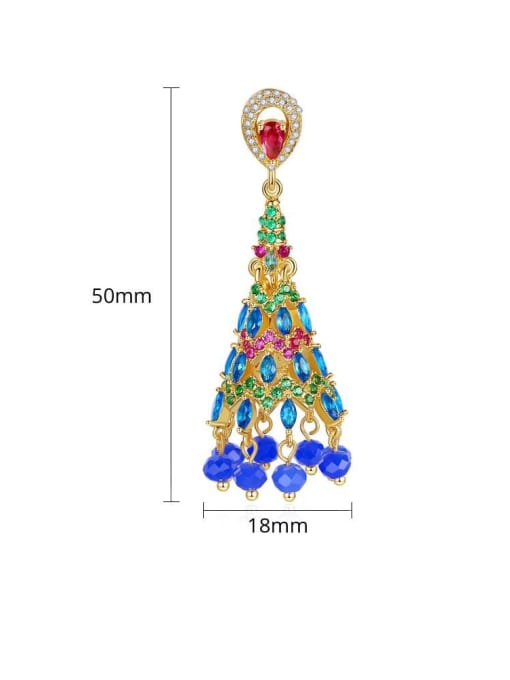 BLING SU Copper Cubic Zirconia Multi Color Bell Ethnic Earring 2