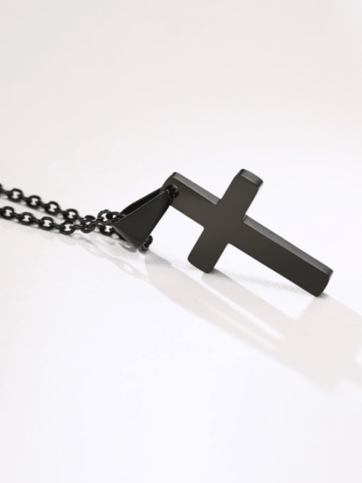 CONG Titanium Steel Smooth Cross Minimalist Necklace 3