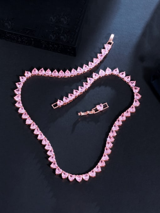 Single necklace Brass Cubic Zirconia Heart Luxury Necklace