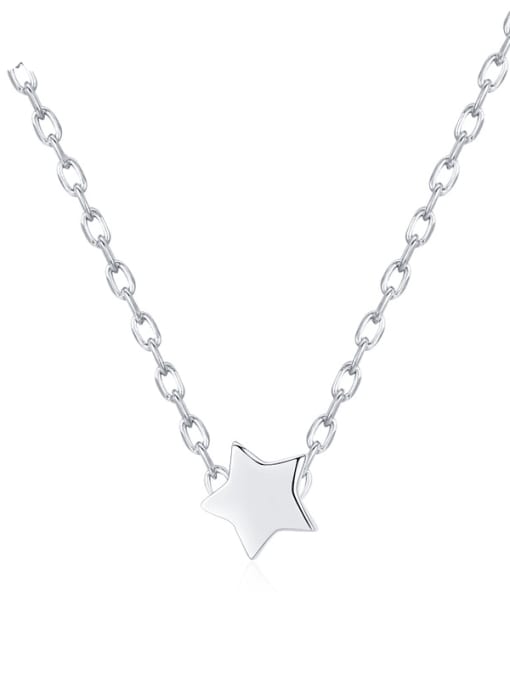 MODN 925 Sterling Silver Minimalist Five-Pointed Star Pendant  Necklace