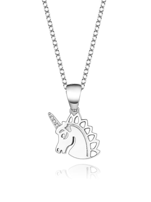 YJDZ 122 (Platinum) 925 Sterling Silver Horse Minimalist Necklace