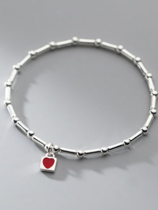 Rosh 925 Sterling Silver Enamel Heart Minimalist Stretch Bracelet 0