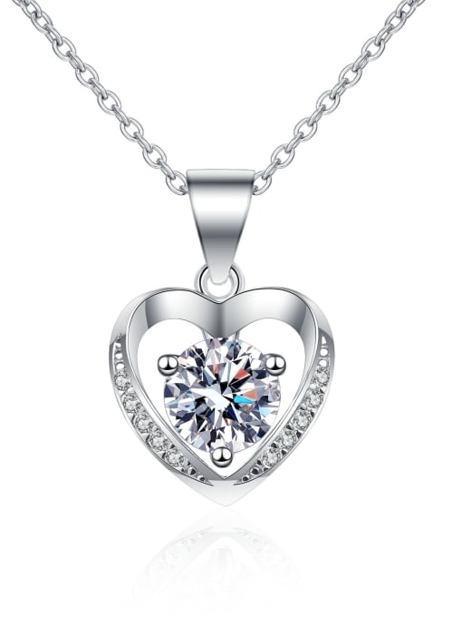 MOISS 925 Sterling Silver Moissanite Heart Dainty Necklace 2