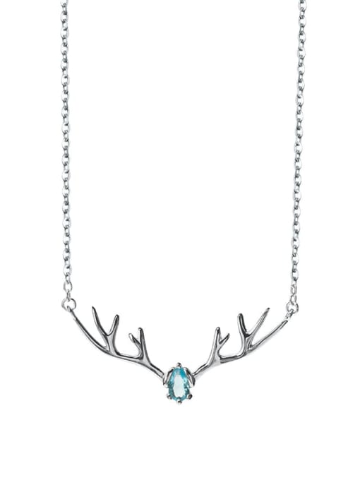 SILVER MI 925 Sterling Silver Cubic Zirconia Deer Minimalist Necklace 4
