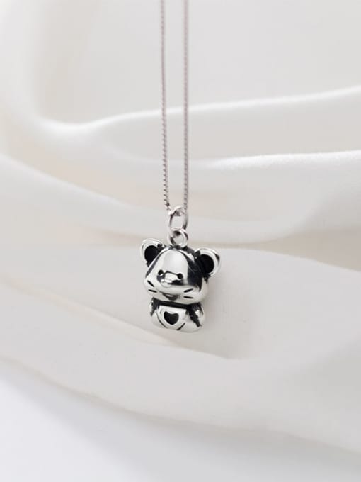 Rosh 925 Sterling Silver With Antique Silver Plated Cute Hollow Mouse Pendants 0