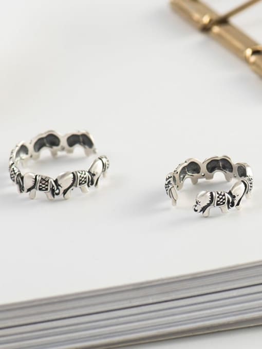 XBOX 925 Sterling Silver Elephant Vintage Band Ring 3