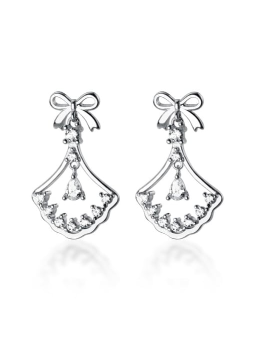 Rosh 925 Sterling Silver Cubic Zirconia Butterfly knot sector Classic Drop Earring 2