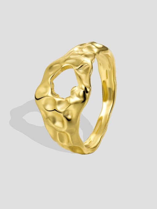 CHARME Brass Geometric Minimalist Recessed Texture Ring 0