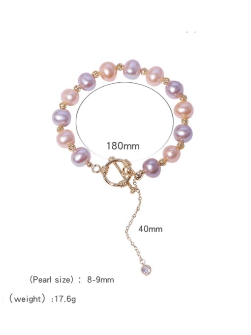 Freshwater pearl bracelet Brass Freshwater Pearl Round Minimalist Beaded Bracelet