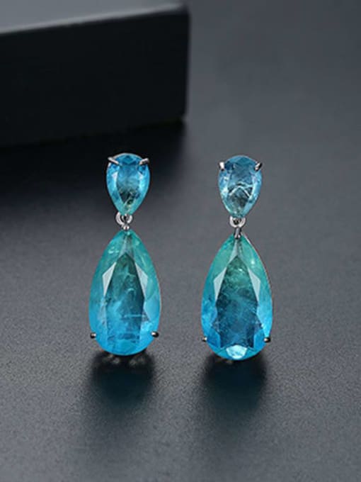 Blue t02c20 Copper Cubic Zirconia Water Drop Minimalist Drop Earring