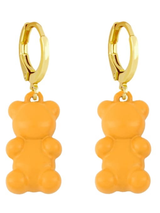 orange Brass Enamel Icon Vintage Huggie Earring