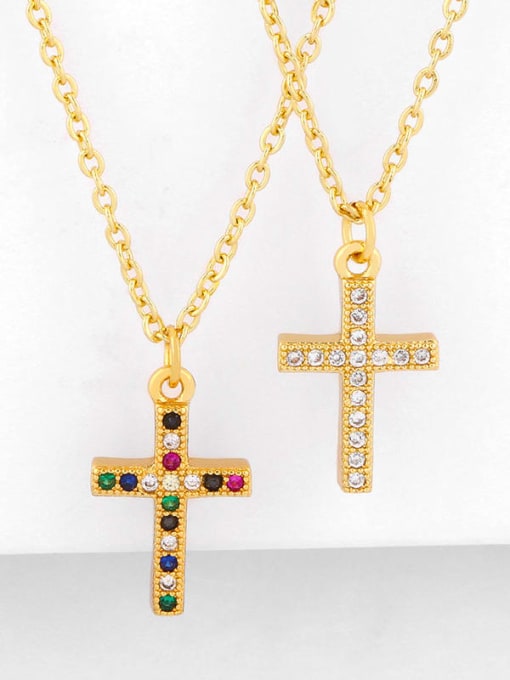 CC Brass Cubic Zirconia Cross Vintage Necklace 4