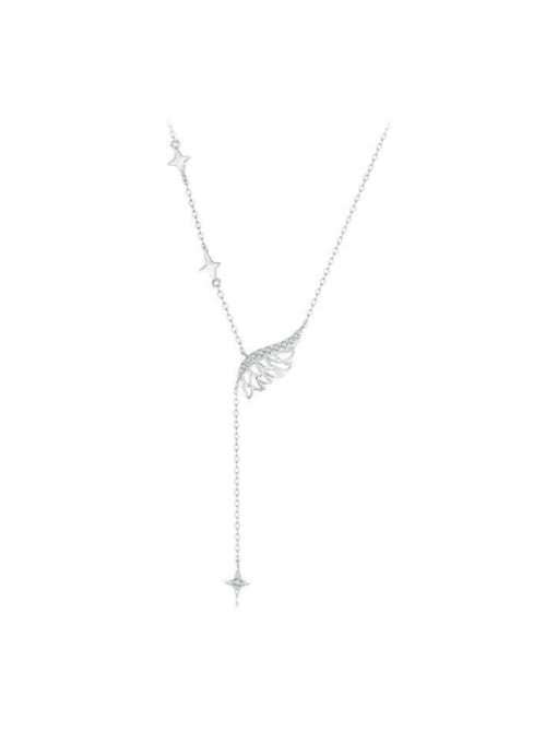 Jare 925 Sterling Silver Wing Minimalist Lariat Necklace 0