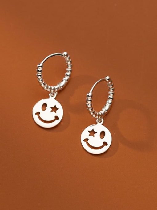 Rosh 925 Sterling Silver Smiley Cute Huggie Earring 0