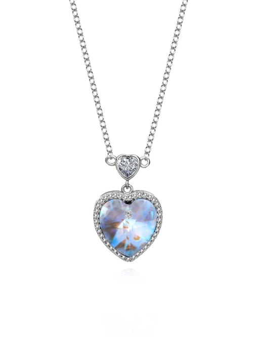 JYXZ 115 (gradient white) 925 Sterling Silver Austrian Crystal Heart Classic Necklace