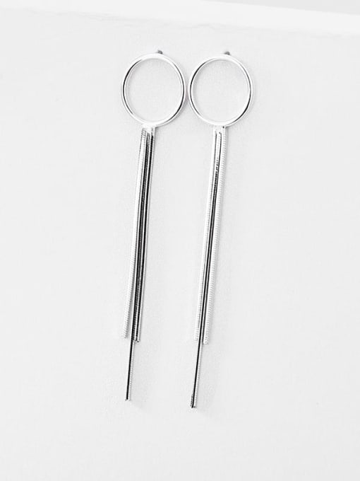 silvery 925 Sterling Silver Tassel Minimalist Threader Earring