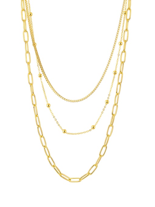 2044 gold necklace Titanium Steel Geometric Minimalist Multi Strand Necklace
