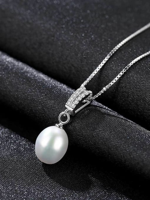 CCUI 925 Sterling Silver Freshwater Pearl Simple pendant  Necklace 2