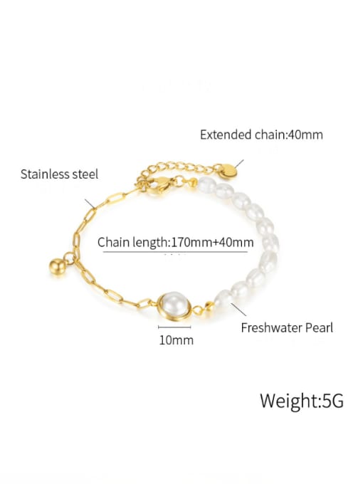 Open Sky Stainless steel Freshwater Pearl Geometric Minimalist Bracelet 1
