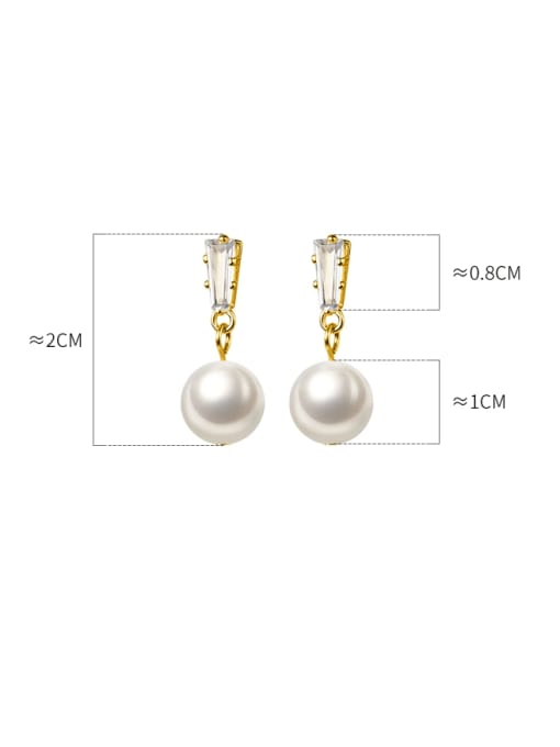 Rosh 925 Sterling Silver Imitation Pearl Geometric Minimalist Drop Earring 2