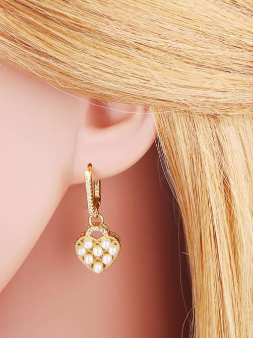CC Brass Shell Heart Vintage Huggie Earring 1