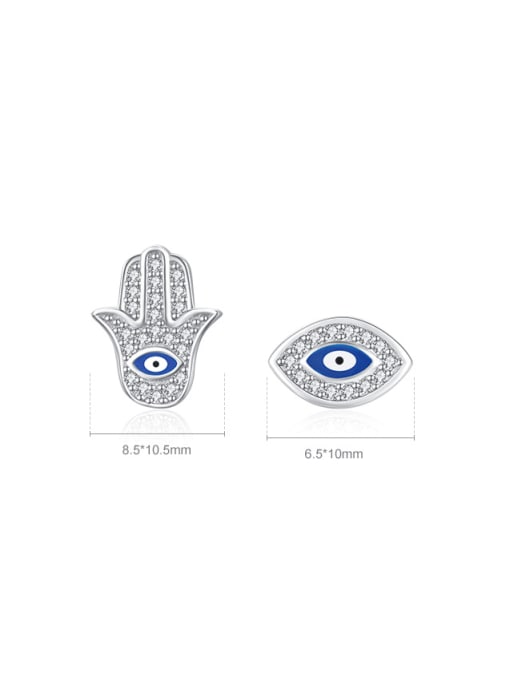 MODN 925 Sterling Silver Cubic Zirconia Evil Eye Cute Stud Earring 2