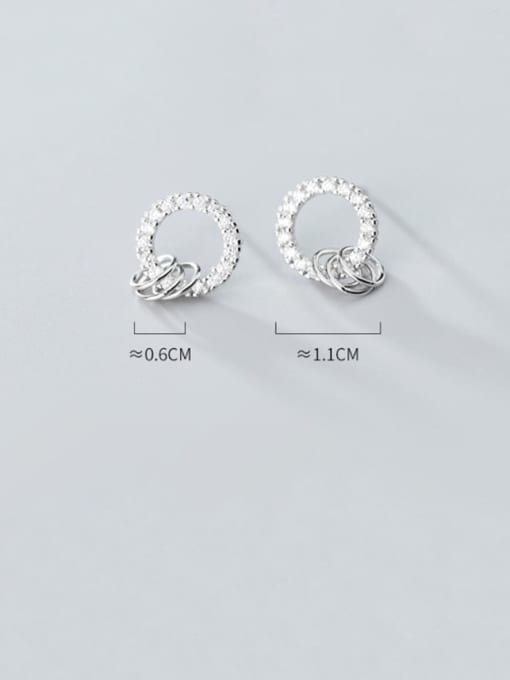 Rosh 925 Sterling Silver Cubic Zirconia  Round Minimalist Stud Earring 1