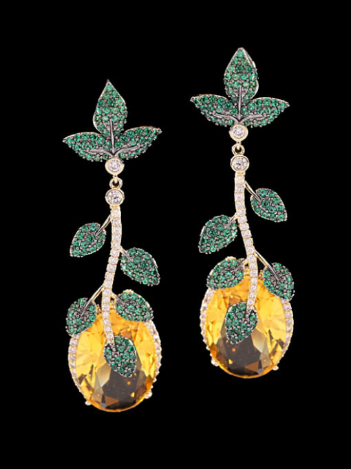 Luxu Brass Cubic Zirconia Flower Luxury Drop Earring 0