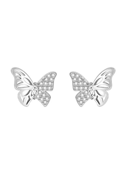Rosh 925 Sterling Silver Hollow Butterfly Minimalist Stud Earring 0