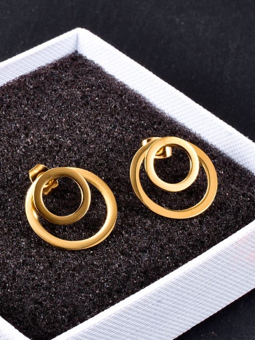 Golden Circle Titanium hollow Round Minimalist Stud Earring