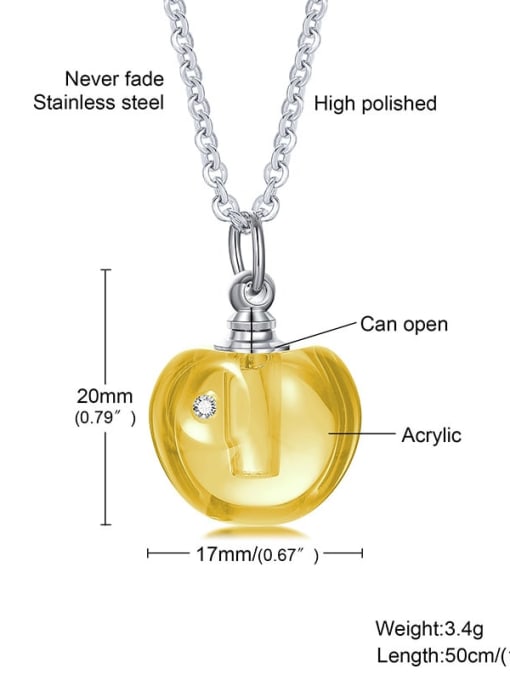 Yellow 50CM chain Stainless steel Glass Stone Friut Minimalist Necklace