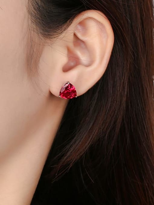ROSS Brass Cubic Zirconia Triangle Minimalist Cluster Earring 1