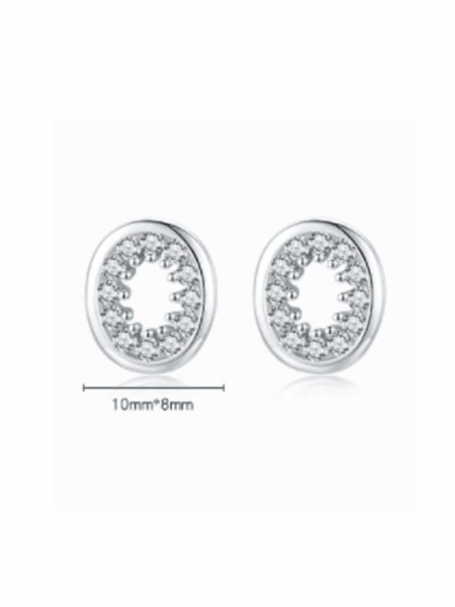 MODN 925 Sterling Silver Cubic Zirconia Oval Minimalist Stud Earring 2