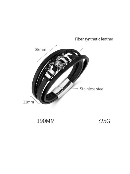 Open Sky Titanium Steel Artificial Leather Weave Hip Hop Set Bangle 1