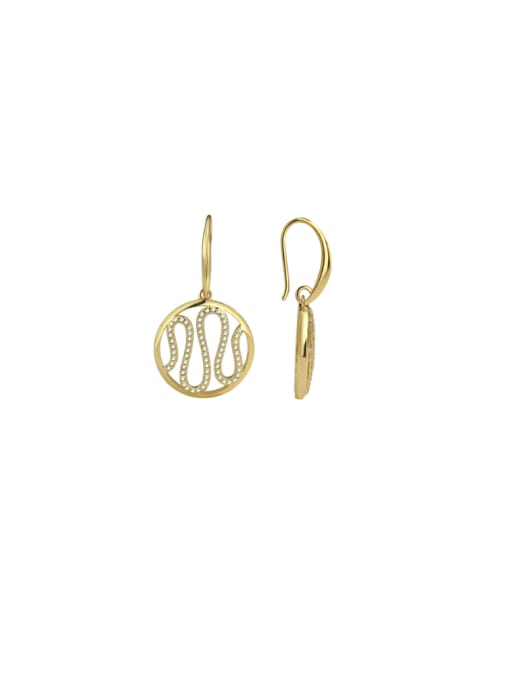 Gold irregular zircon ear hook Brass Cubic Zirconia Geometric Minimalist Huggie Earring