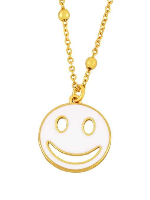 CC Brass Enamel Smiley Hip Hop Necklace