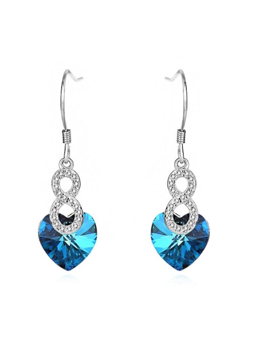 JYEH 010 (gradual blue) 925 Sterling Silver Austrian Crystal Heart Classic Hook Earring