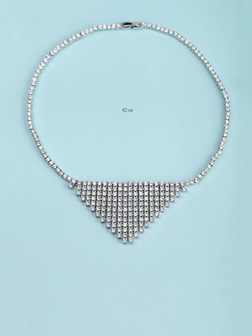BLING SU Copper Cubic Zirconia Triangle Luxury Necklace 2