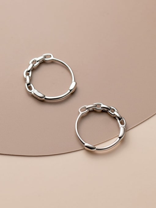 Rosh 925 Sterling Silver Geometric Minimalist Hoop Earring 2