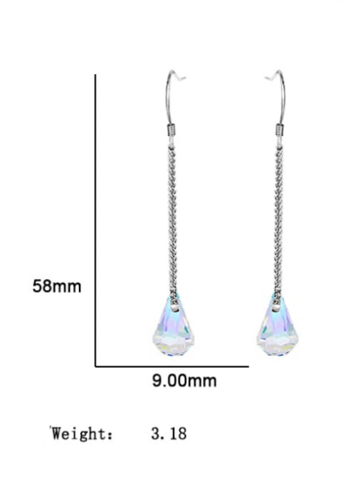 BC-Swarovski Elements 925 Sterling Silver Austrian Crystal Tassel Minimalist Hook Earring 3