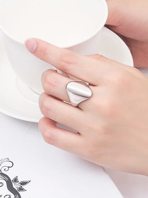 HAHN 925 Sterling Silver Smooth Geometric Minimalist Band Ring 1