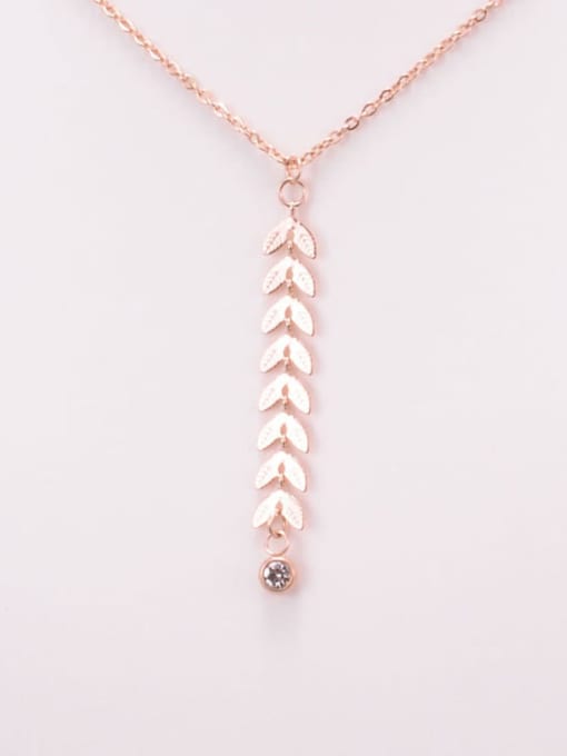 A TEEM Titanium Minimalistic Leaf Tassel  Necklace 1